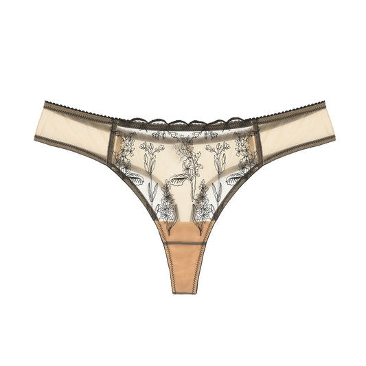 Lace-trimmed lingerie with floral design on a white background