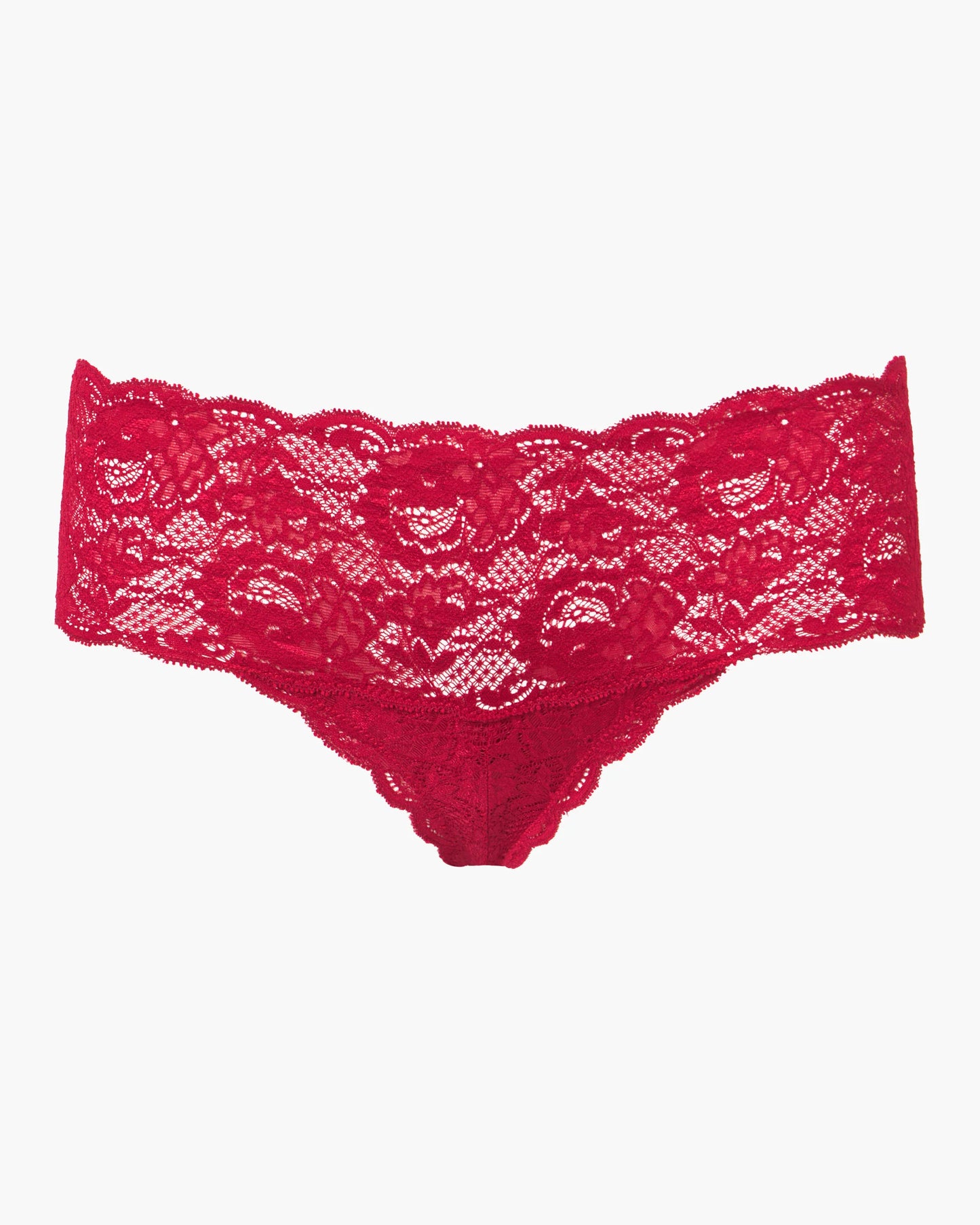Red lace underwear on a white background