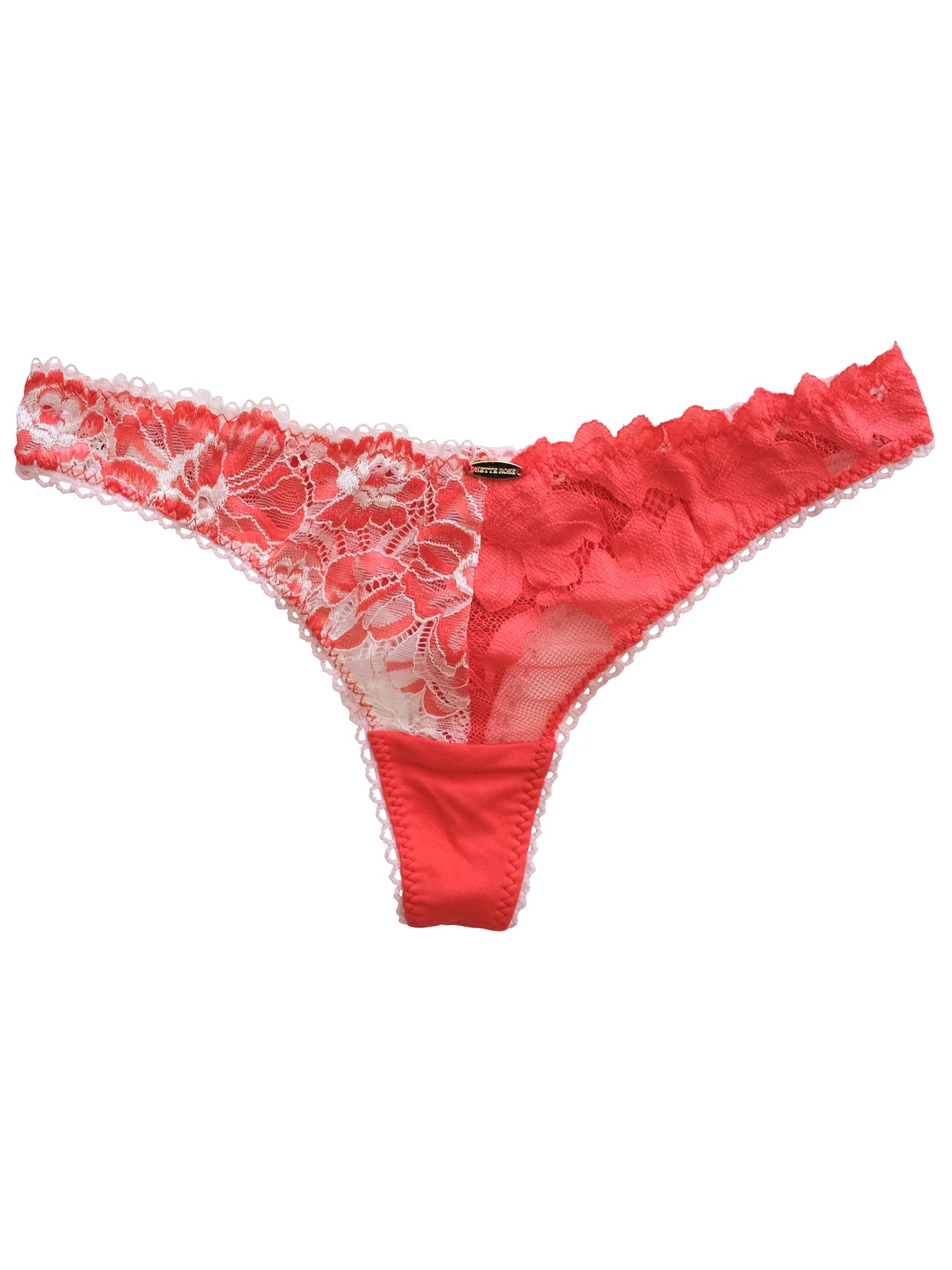 Red lace thong on a white background