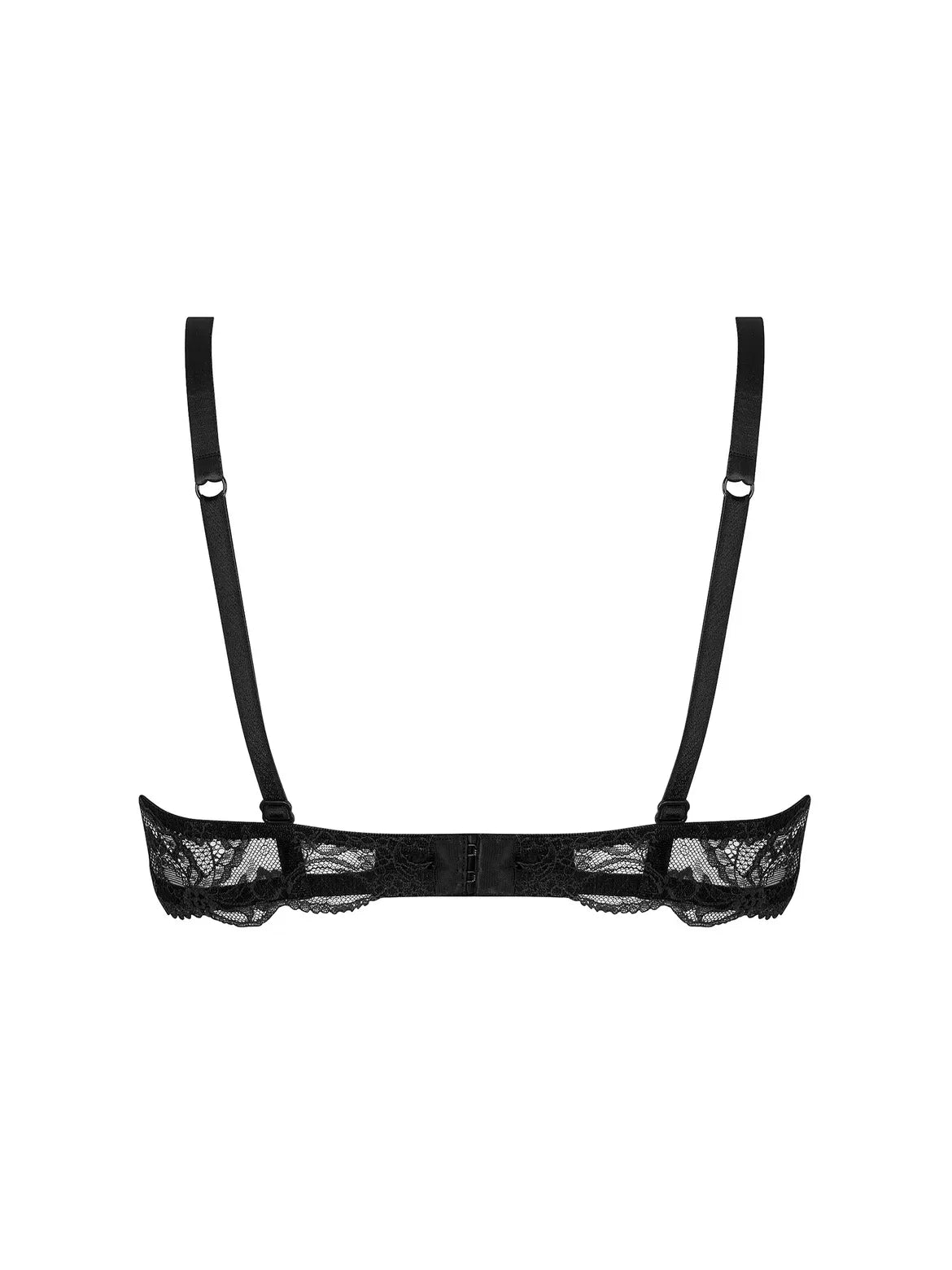 Black lace bra on a white background