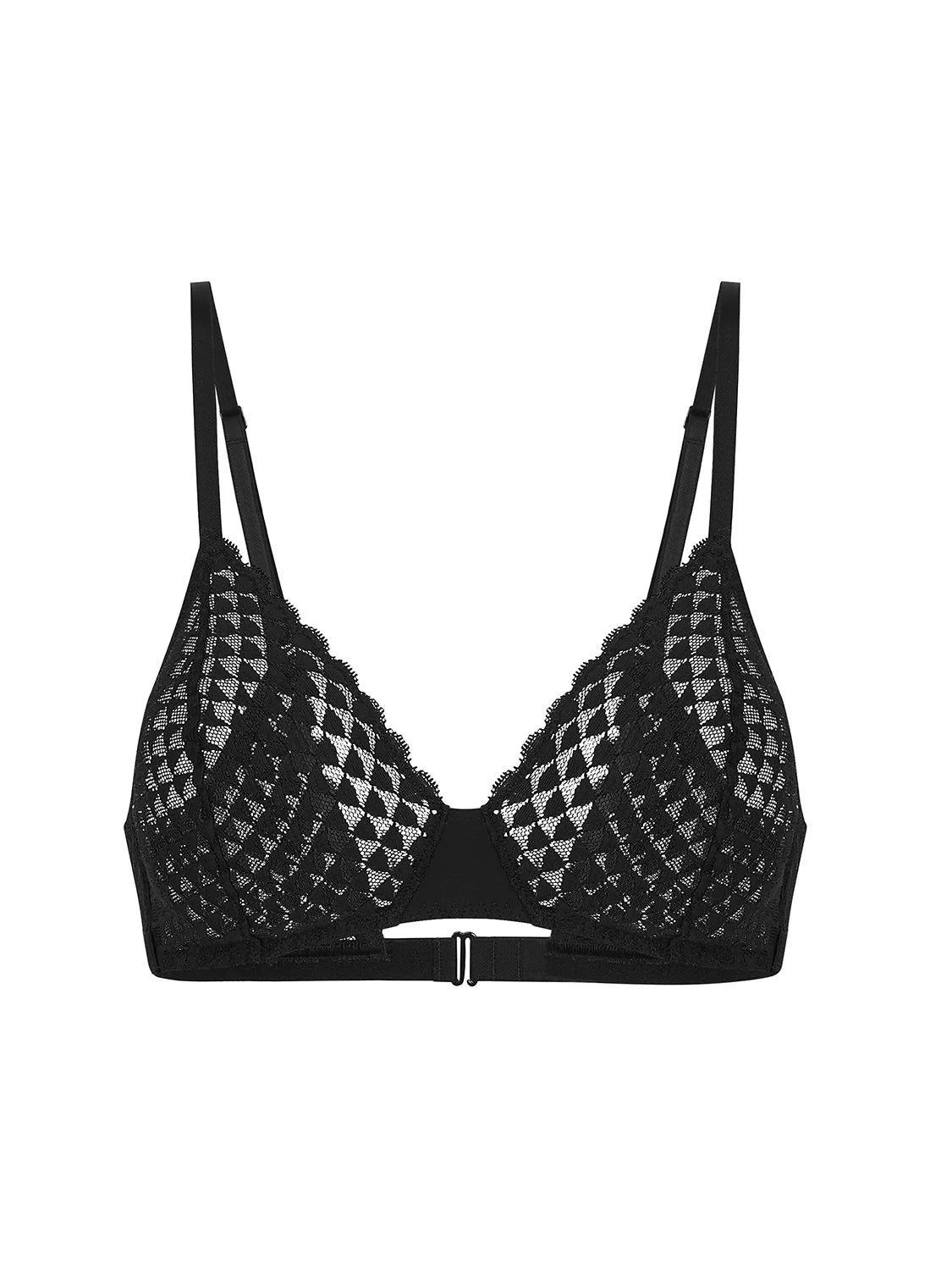 Lace bra with floral patterns on a white background