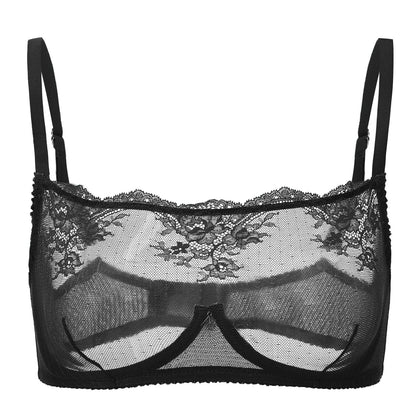 Amour d’Agnette Kim High Neck Sheer Lace Underwire Bra