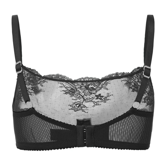 Amour d’Agnette Kim High Neck Sheer Lace Underwire Bra
