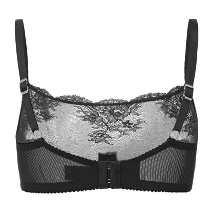 Amour d’Agnette Kim High Neck Sheer Lace Underwire Bra