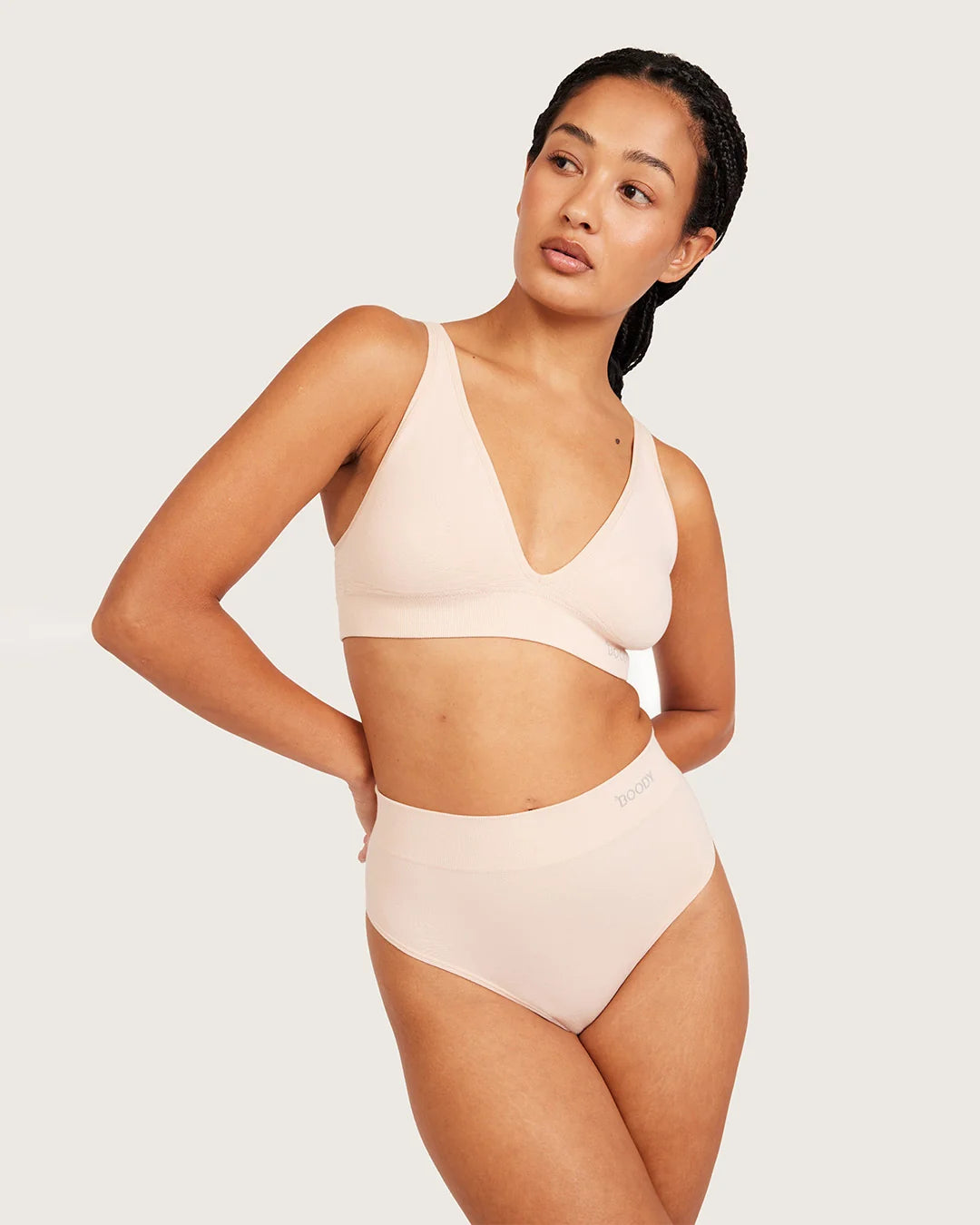 Boody Wireless Plunge Bralette in Shell