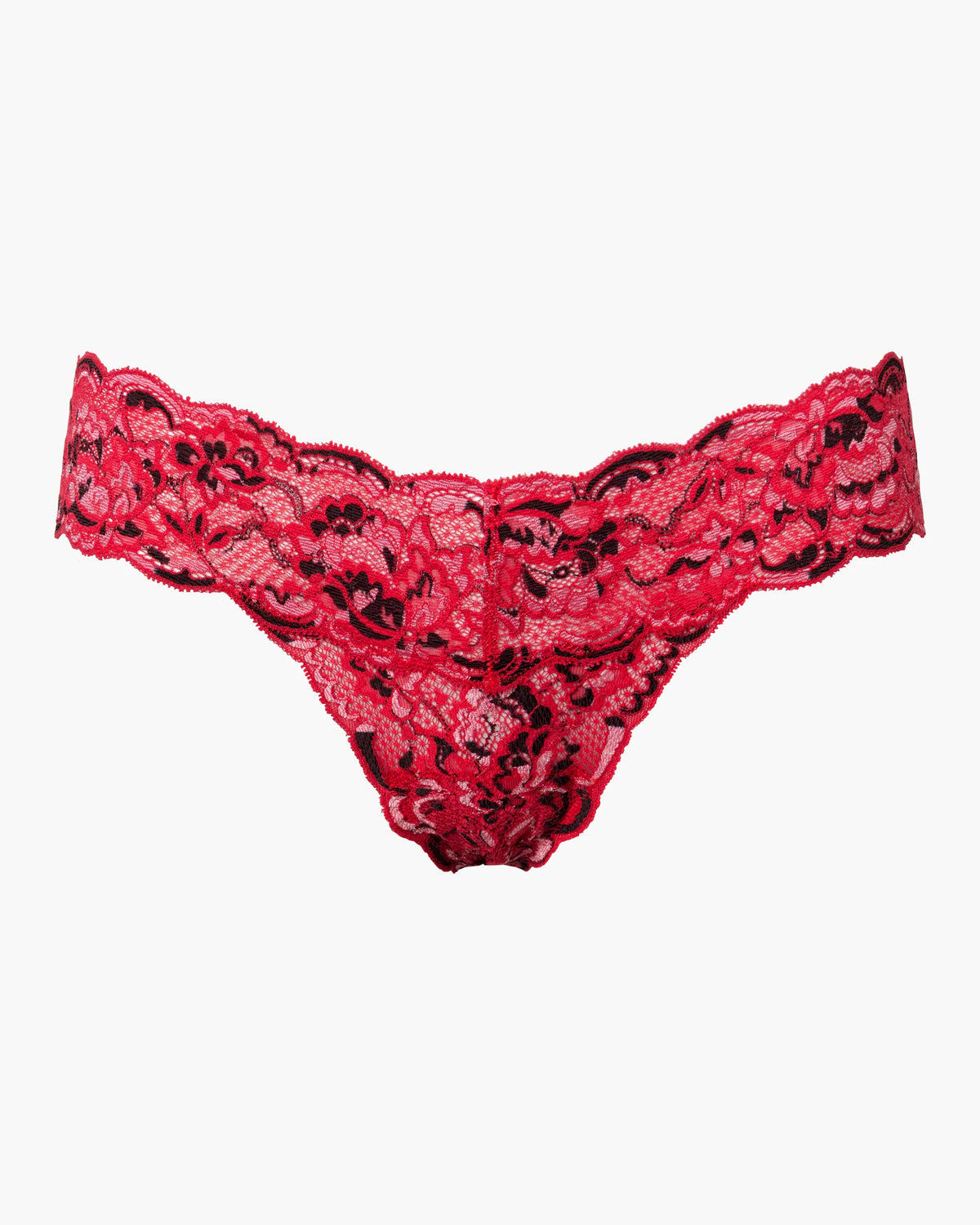 Red lace thong on a white background