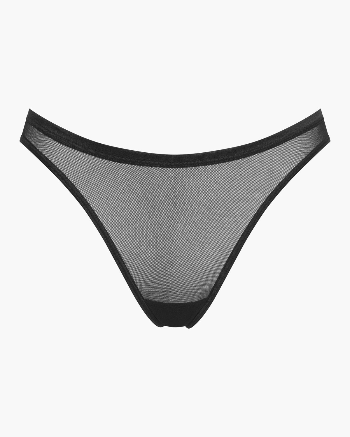 Black mesh thong on a white background