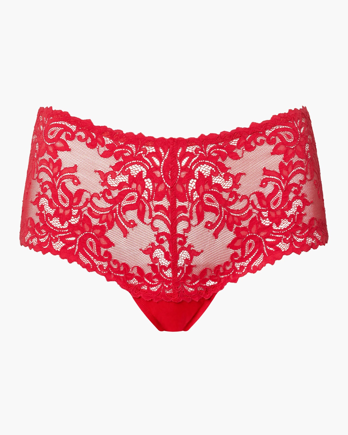 Red lace underwear on a white background