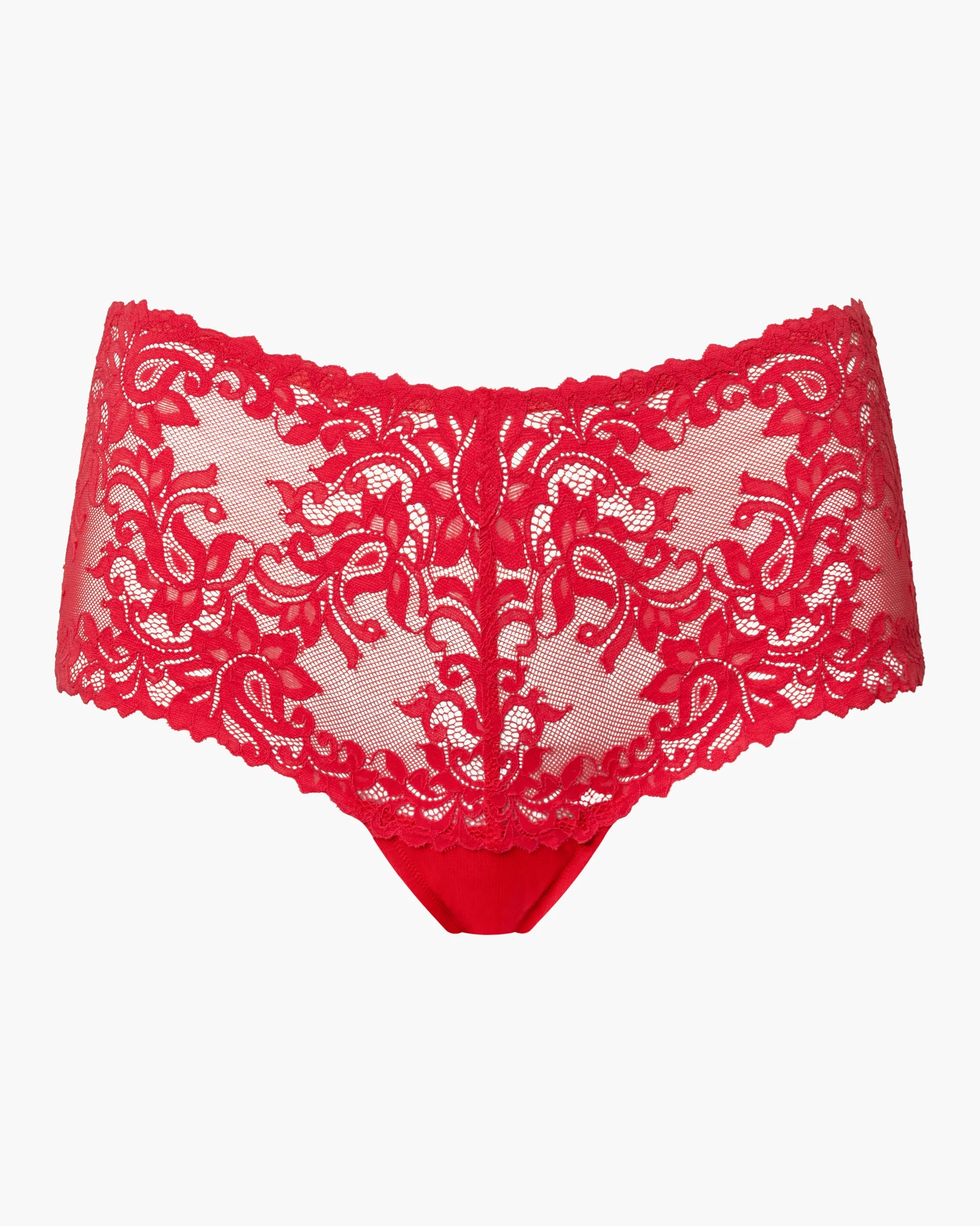 Red lace underwear on a white background