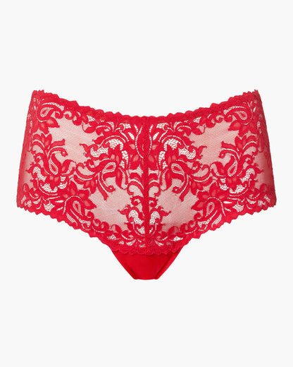 Red lace underwear on a white background