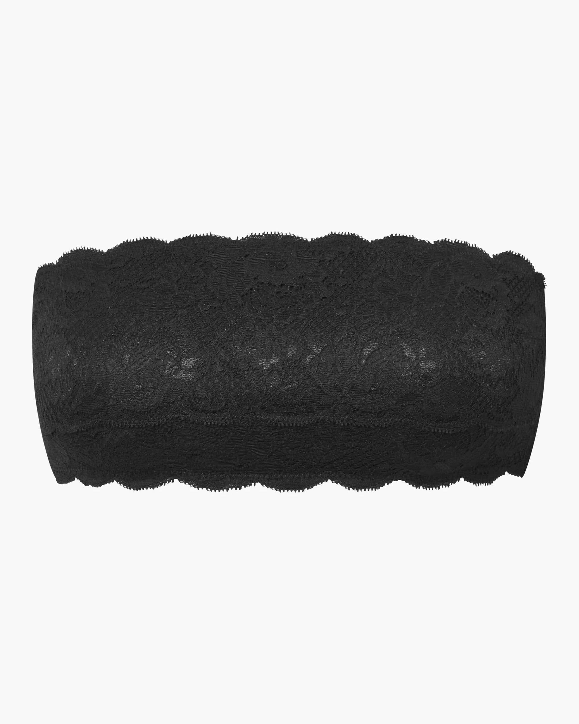 Black lace bra on a white background