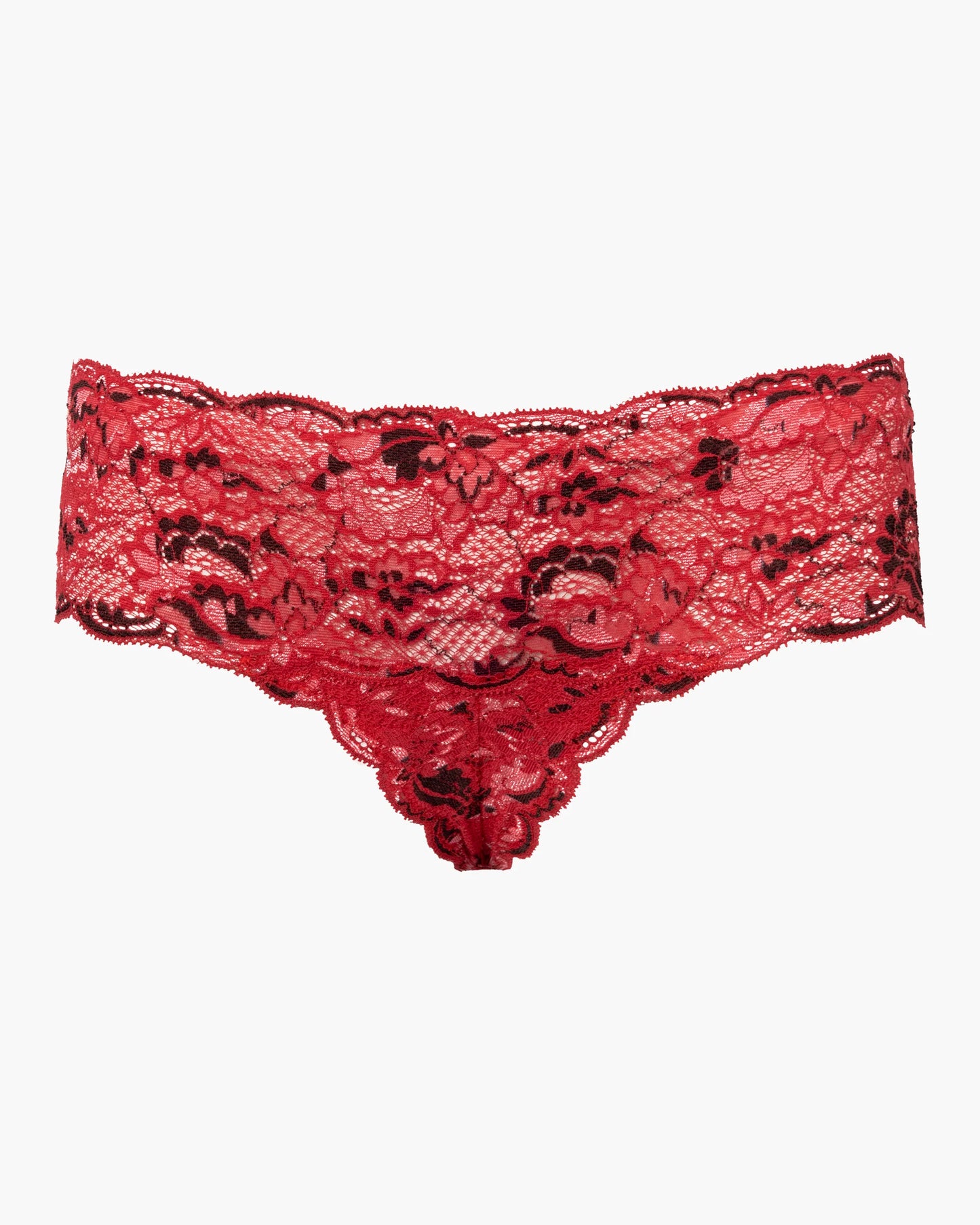 Red lace thong on a white background