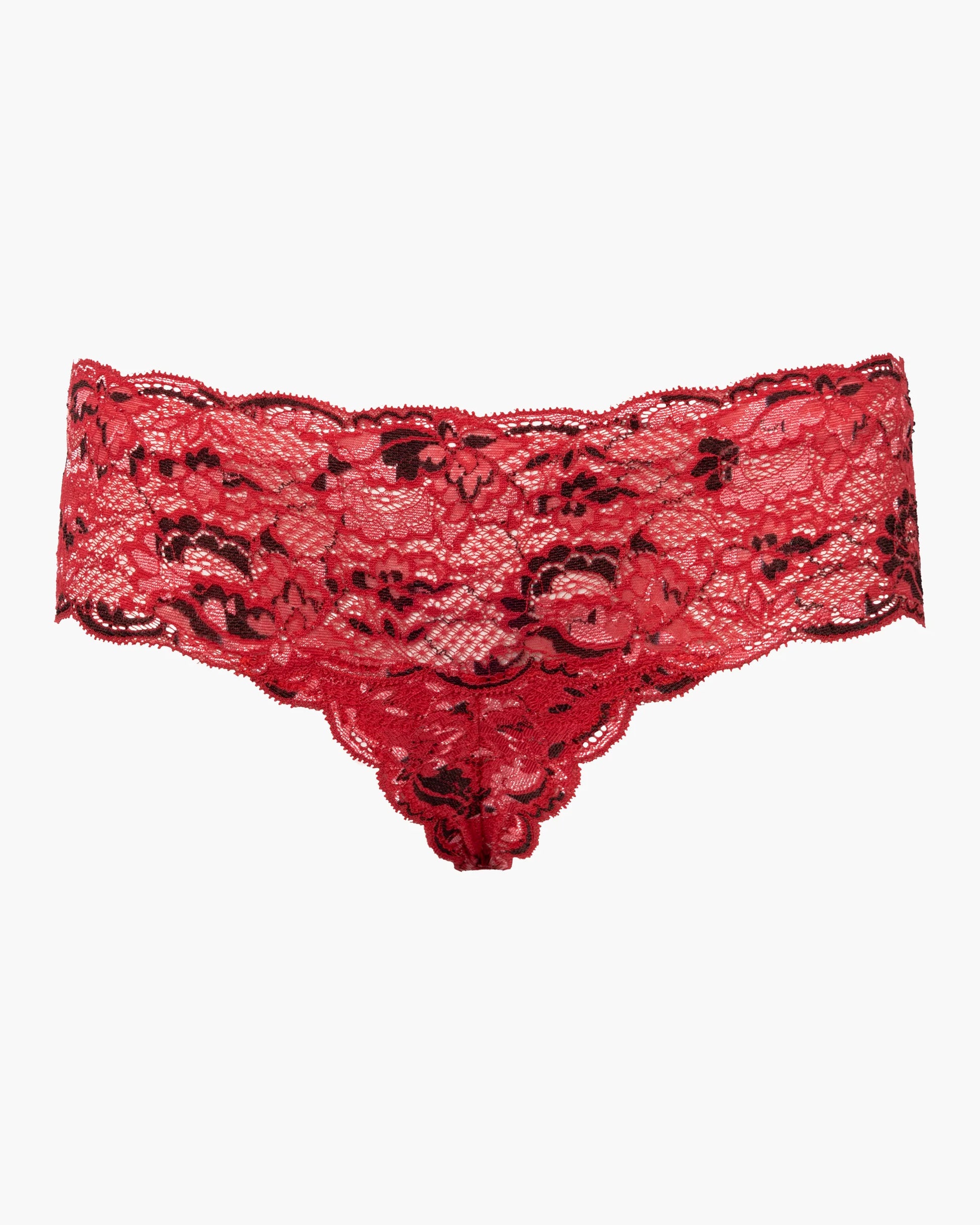 Red lace thong on a white background