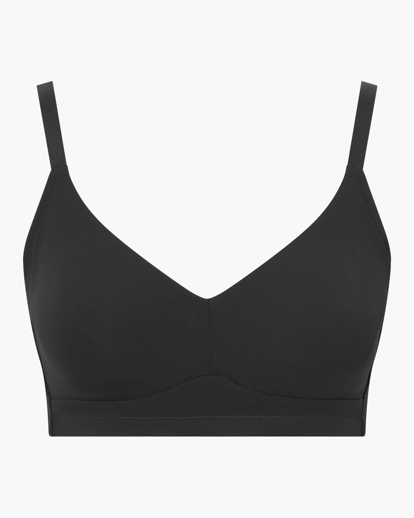 Black bralette on a white background