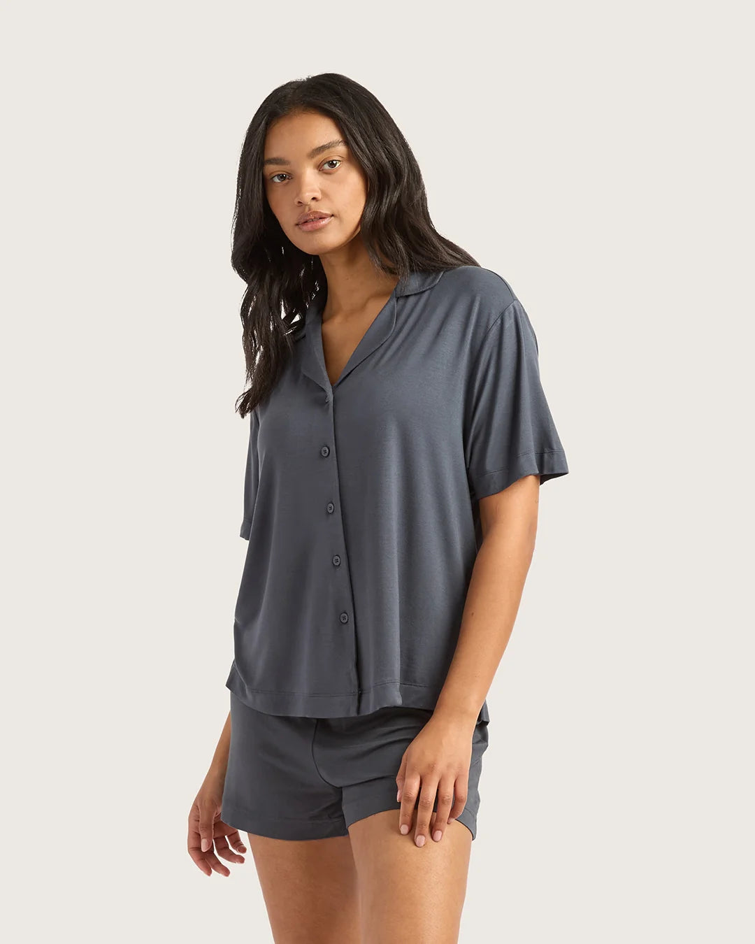 Boody Goodnight Short Sleeve Sleep Shirt in Storm