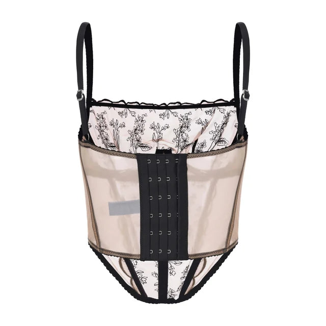 Amour d’Agnette Kim High-Neck Embroidery Bustier on Jelly Fabric