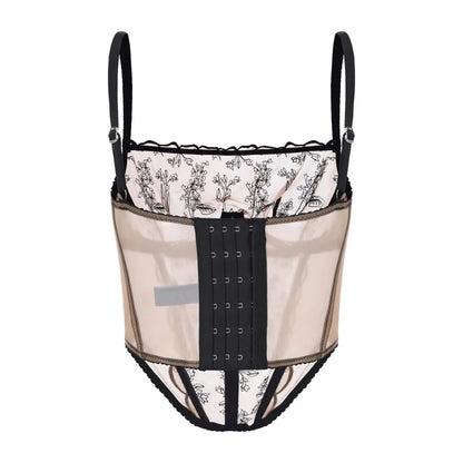 Amour d’Agnette Kim High-Neck Embroidery Bustier on Jelly Fabric