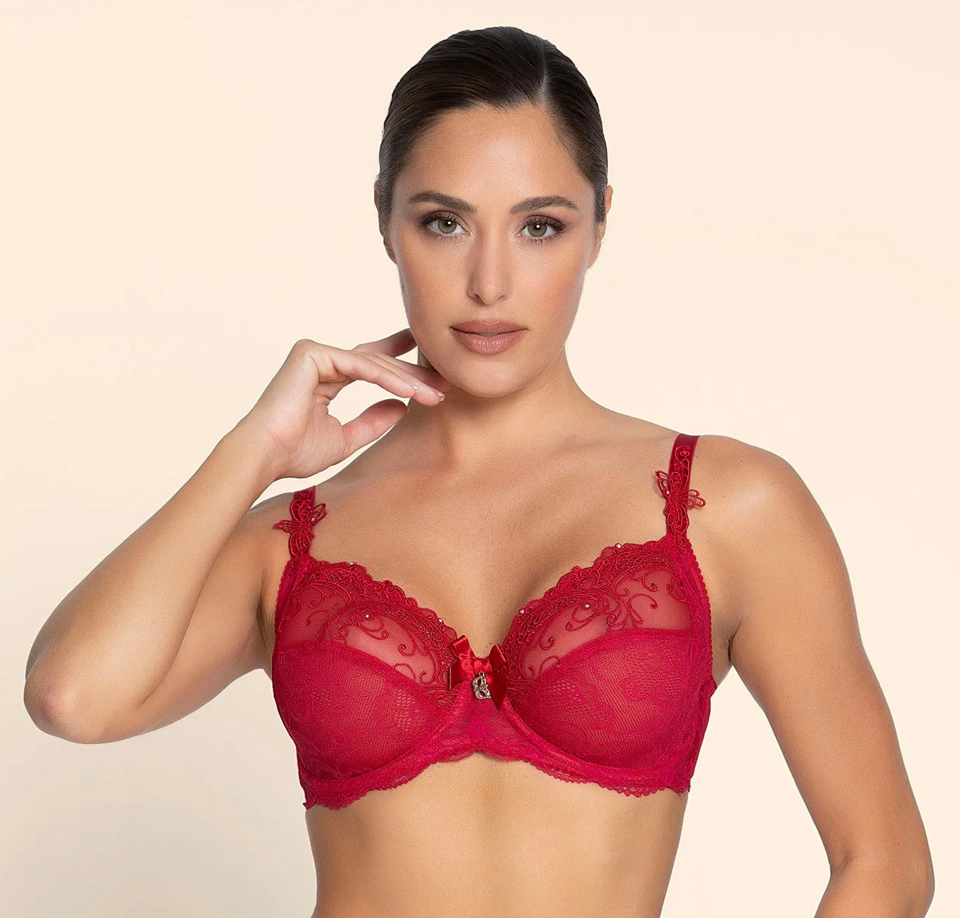Lise Charmel Soir de Venise 3 Parts Full Cup Bra in Rouge Venise