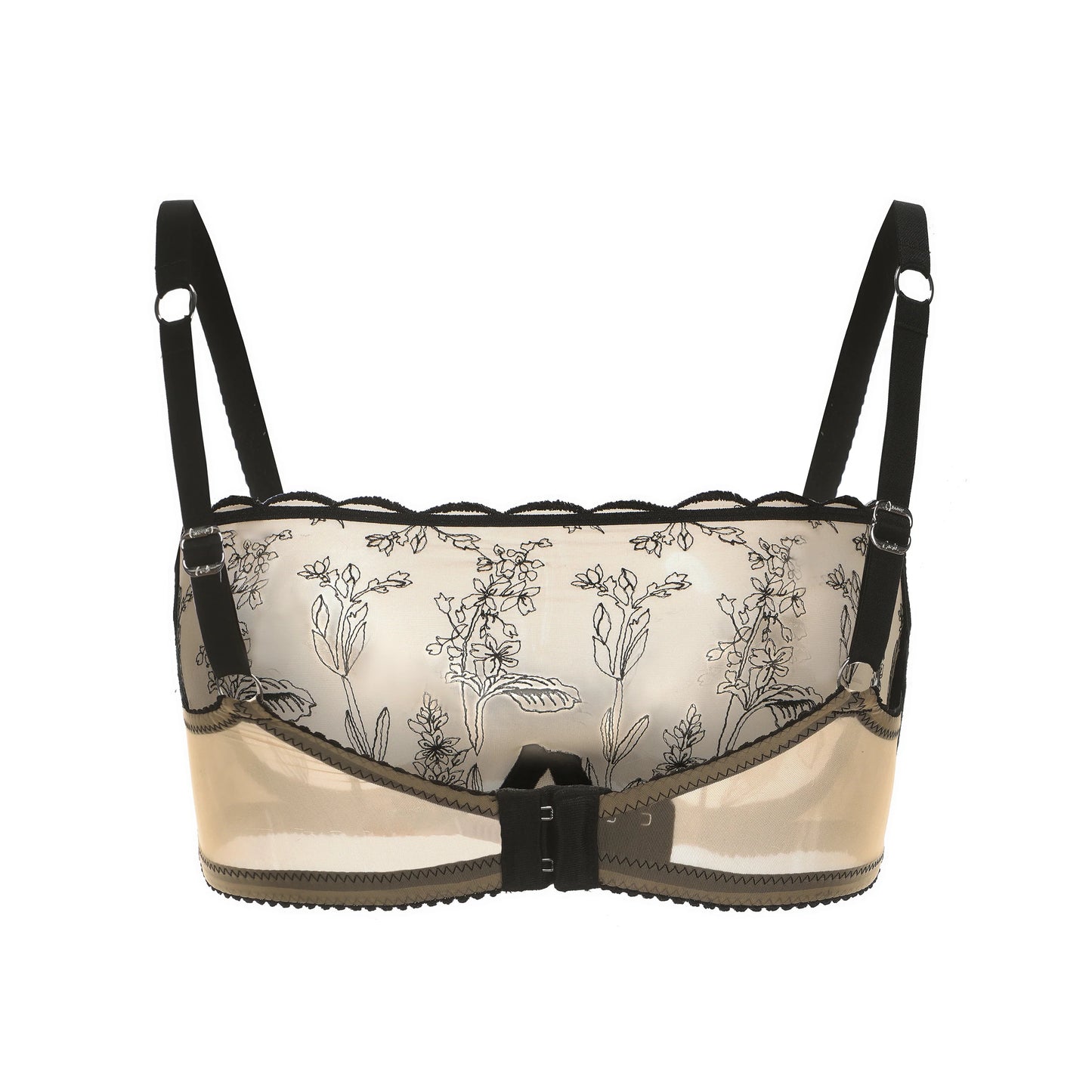 Lingerie set with floral design on a white background
