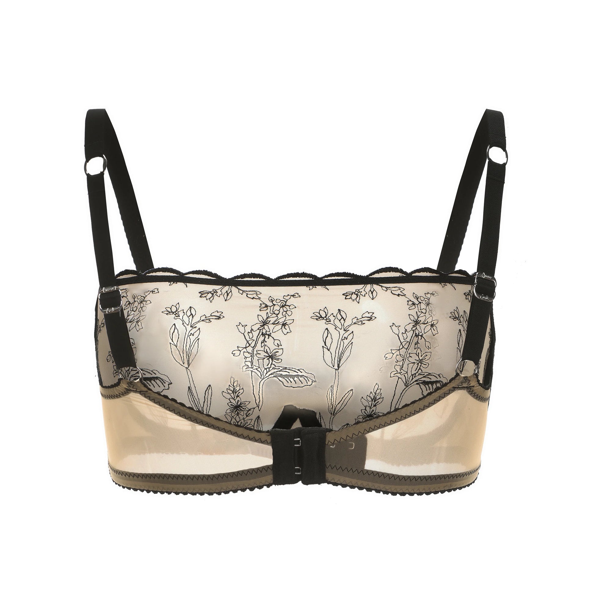 Lingerie set with floral design on a white background