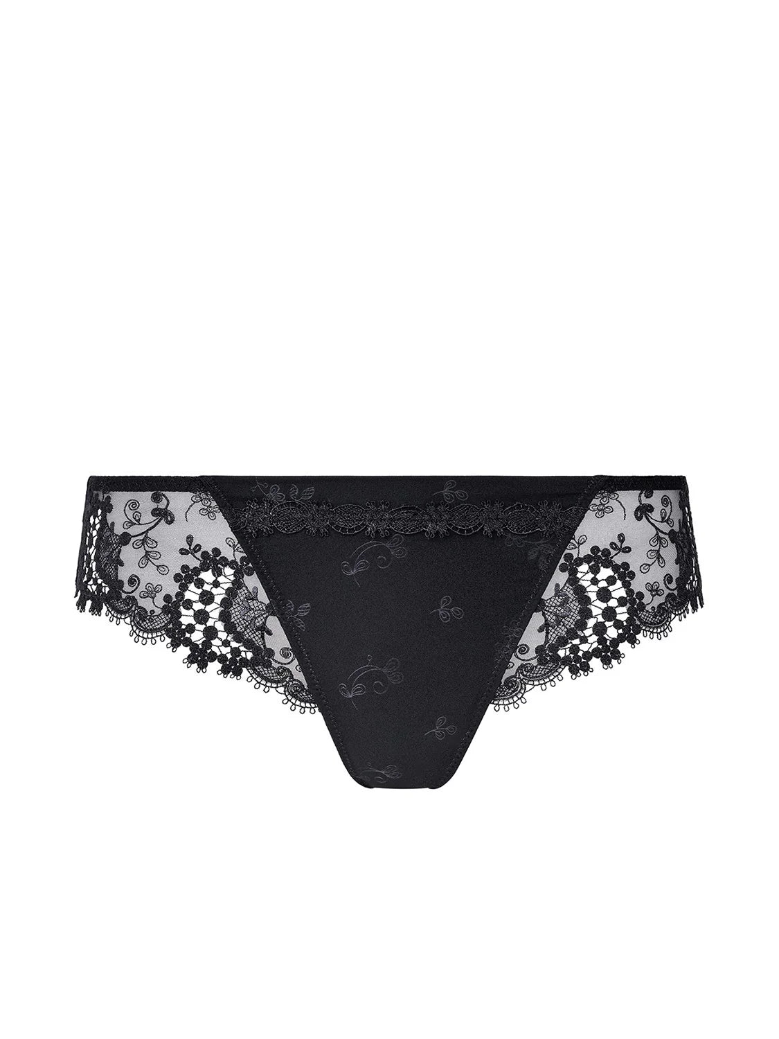 Black lace underwear on a white background