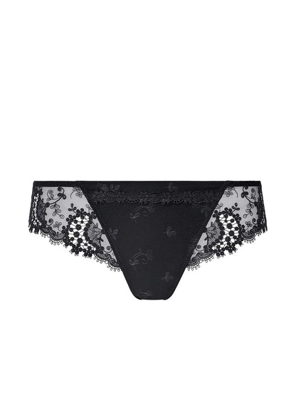 Black lace underwear on a white background