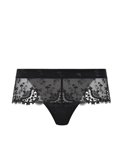 Black lace underwear on a white background