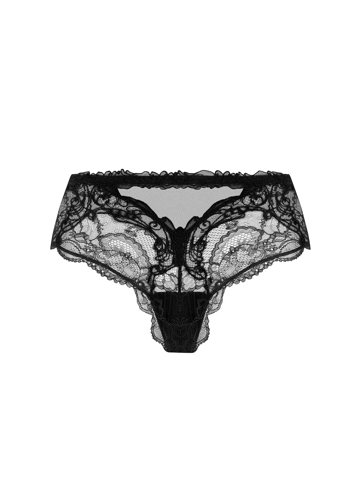 Black lace lingerie on a white background