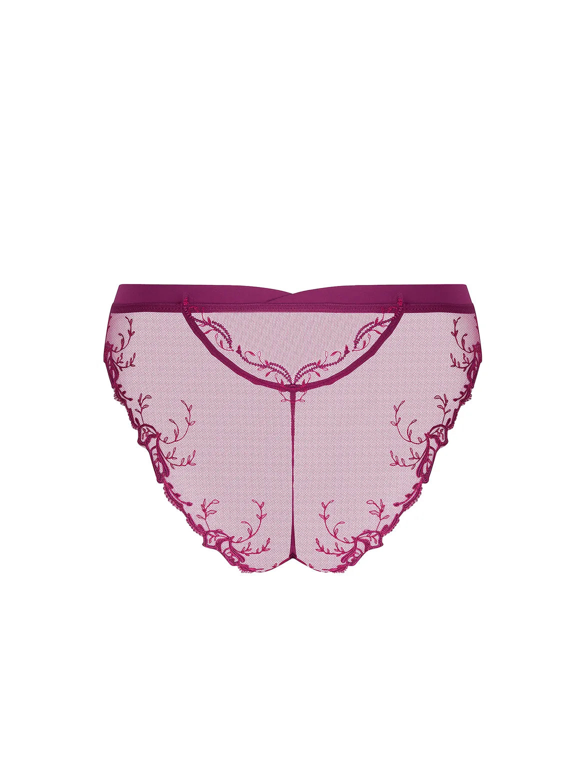 Pink lace underwear on a white background