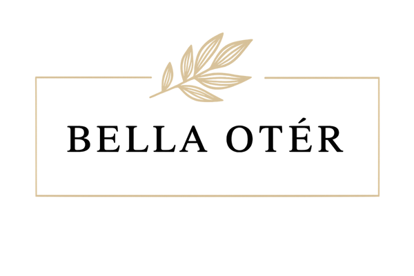Bella Oter logo with decorative elements on a white background