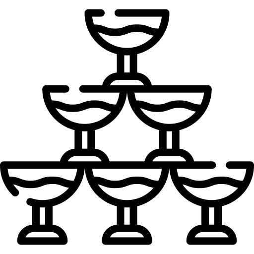 Icon of a champagne glass pyramid.