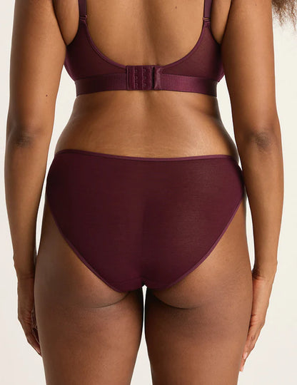 Maroon bikini set on a neutral background