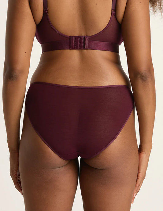 Maroon bikini set on a neutral background