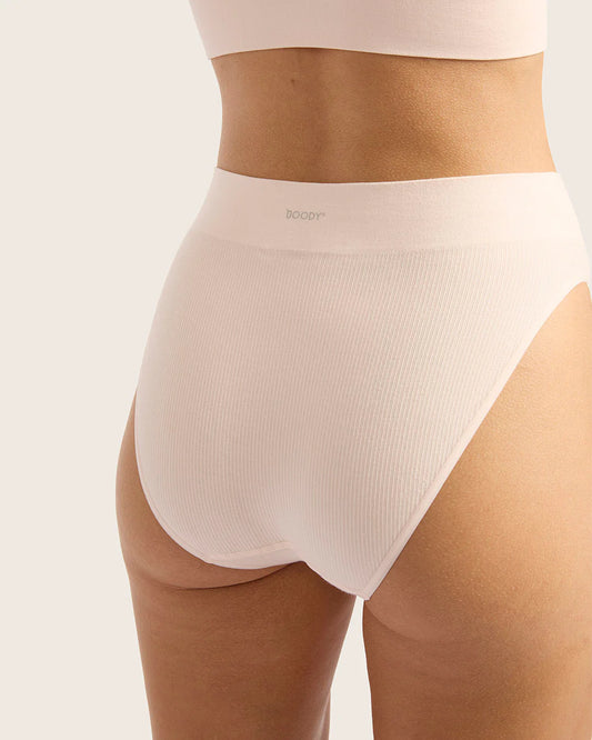 Beige high-waisted underwear with 'dooby' branding on a white background