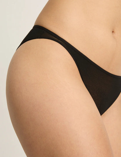 Black thong on a plain background