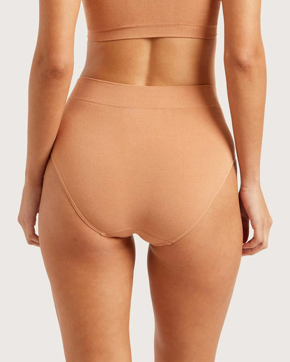 Brown high-waisted underwear on a plain background